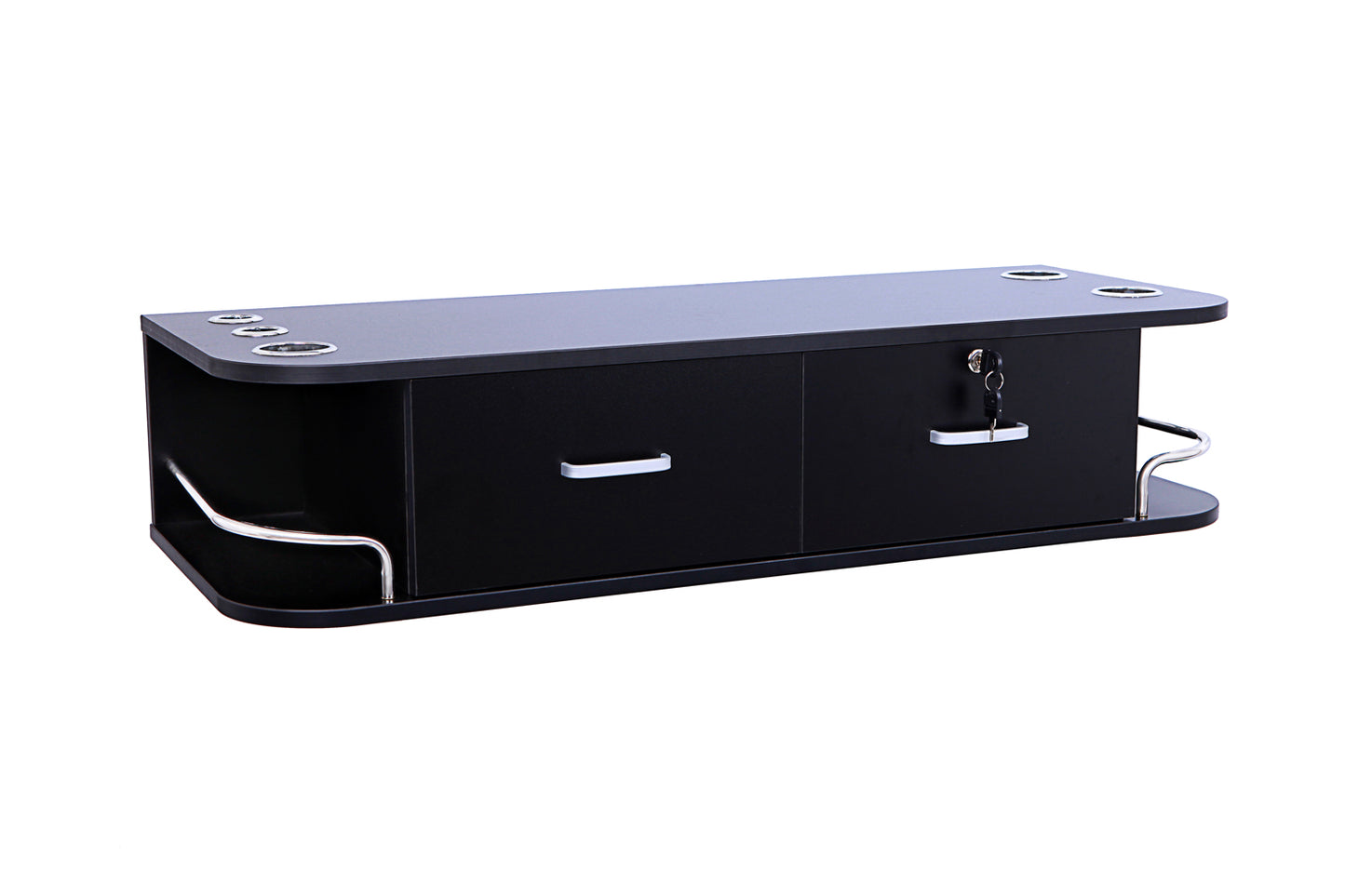 BeauteSync Wall-Mounted Salon Station, 2 Lockable Drawers, 5 Tool Racks, 30KG Load Capacity