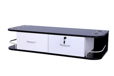 BeautéSync® Wall-Mounted Salon Station, 2 Lockable Drawers, 5 Tool Racks, 30KG Load Capacity