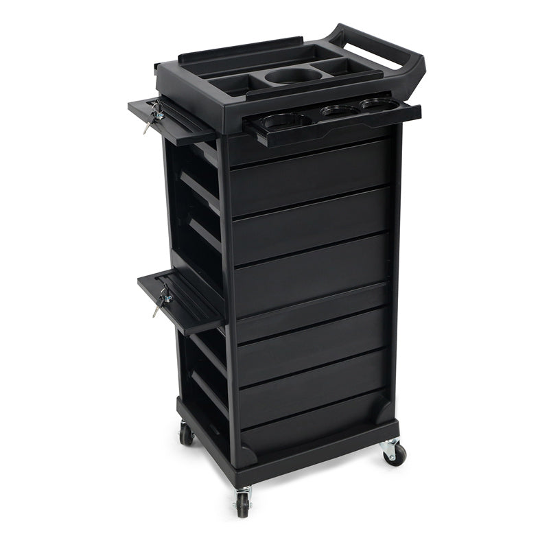 hairdressing trolley side trays slightly opened turned right