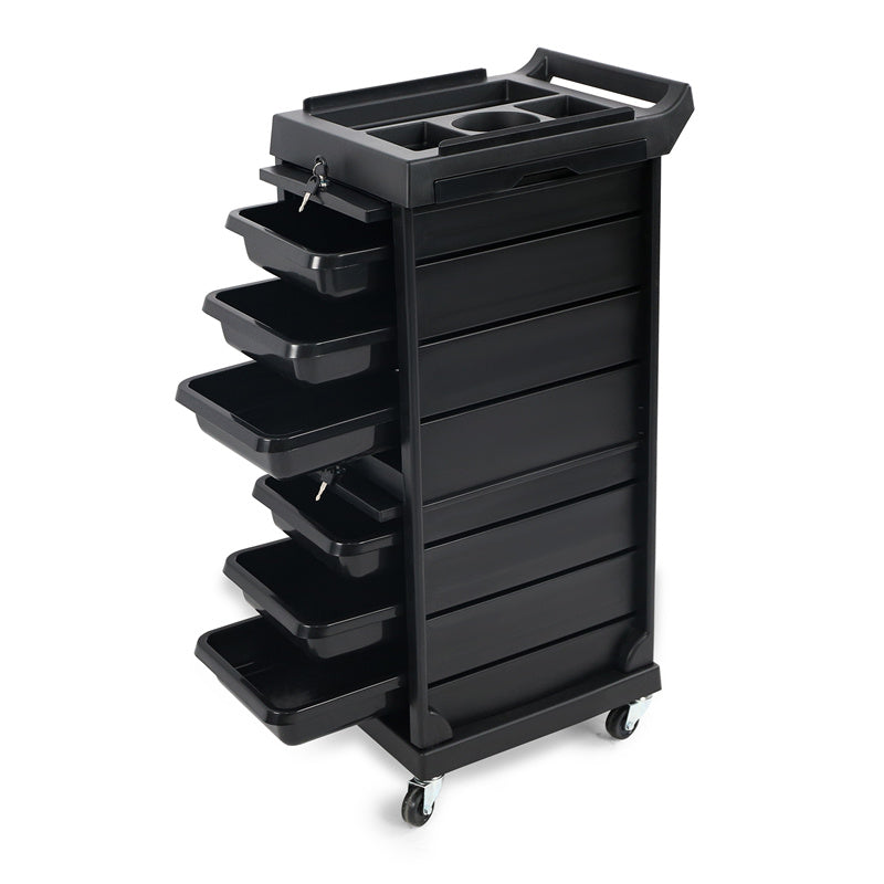 hairdressing trolley showing shelves