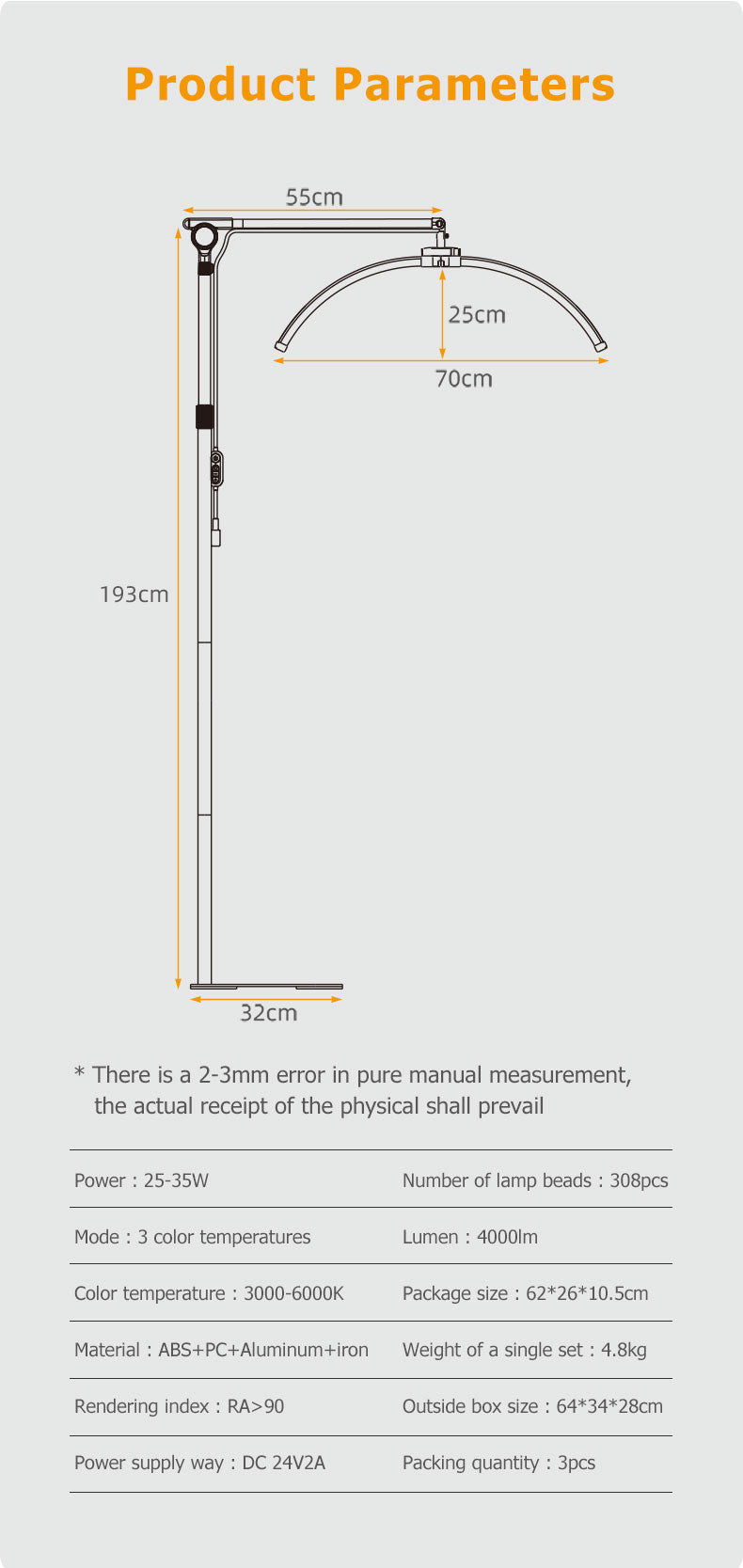 BeautéSync 28-Inch Adjustable Half Moon Beauty Light