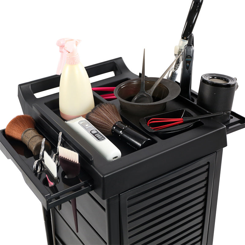 hairdressing trolley full tray closeup