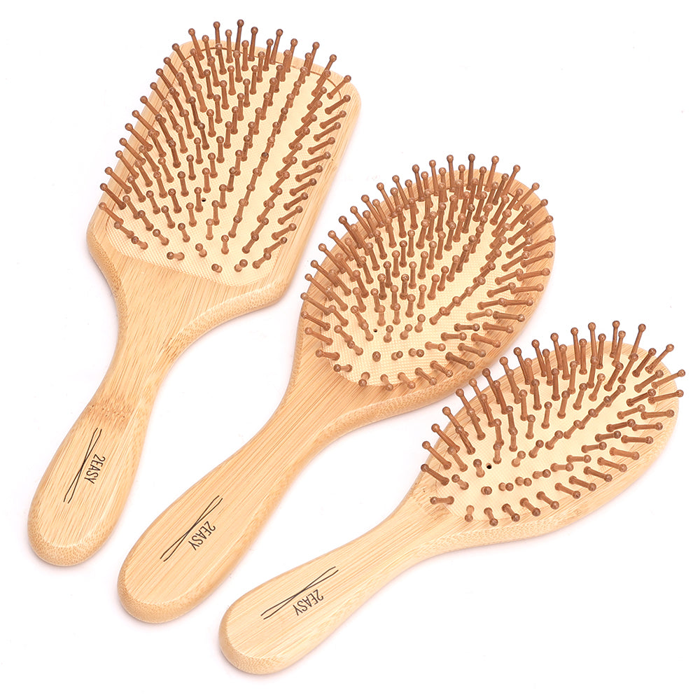 air cushion wooden hairbrush fronts displayed