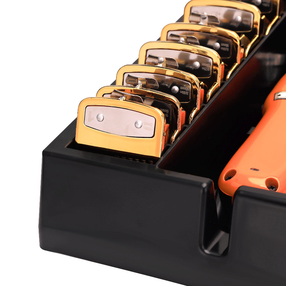 barber tool tray guard storage closeup