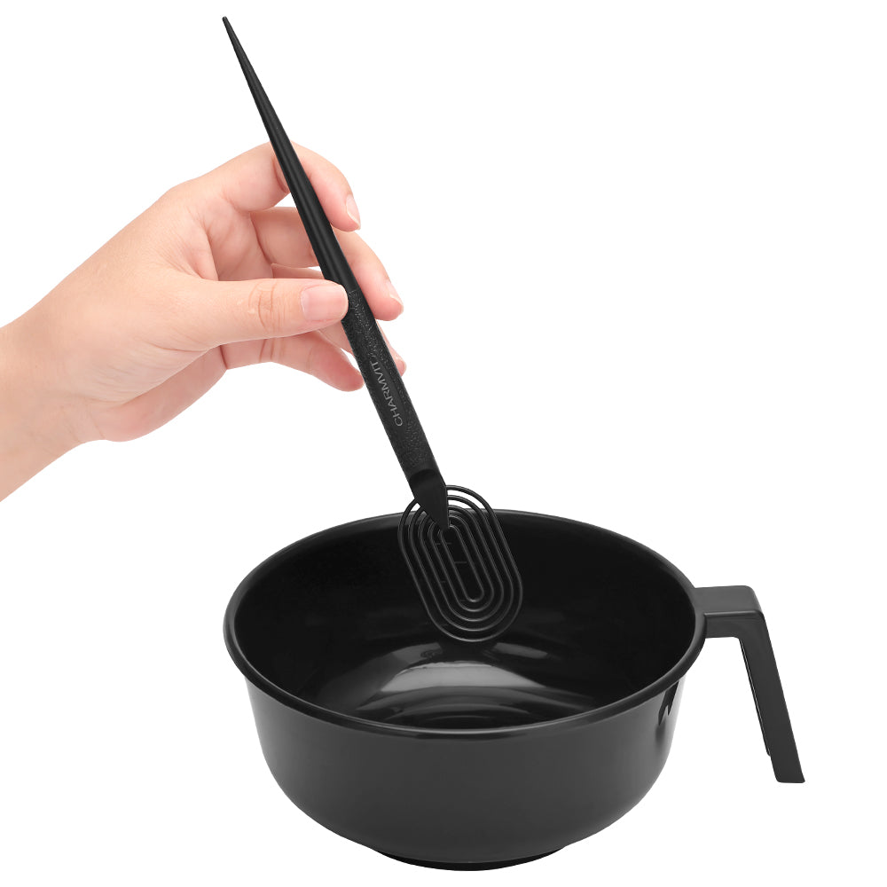 hair dye and treatment bowl set mixer in use