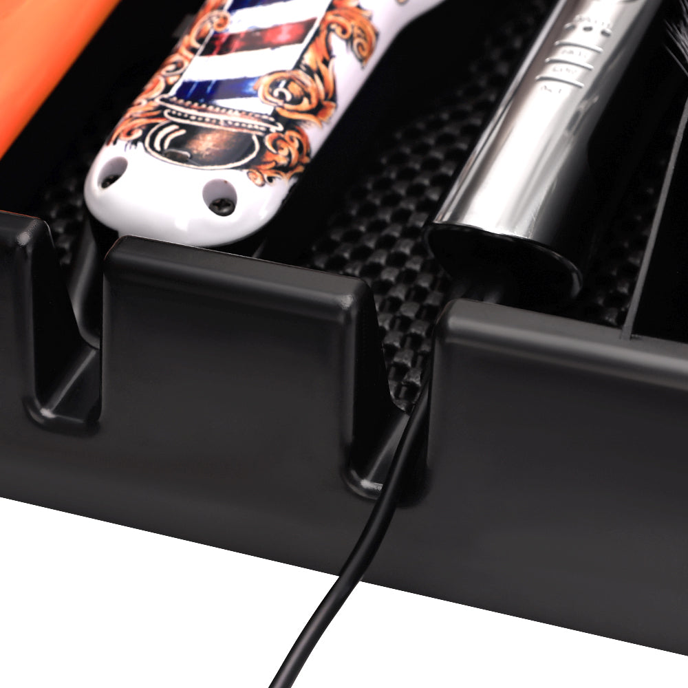 barber tool tray wiring divot closeup