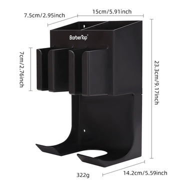BarberTop wall mount hair dryer holder and organizer measurements