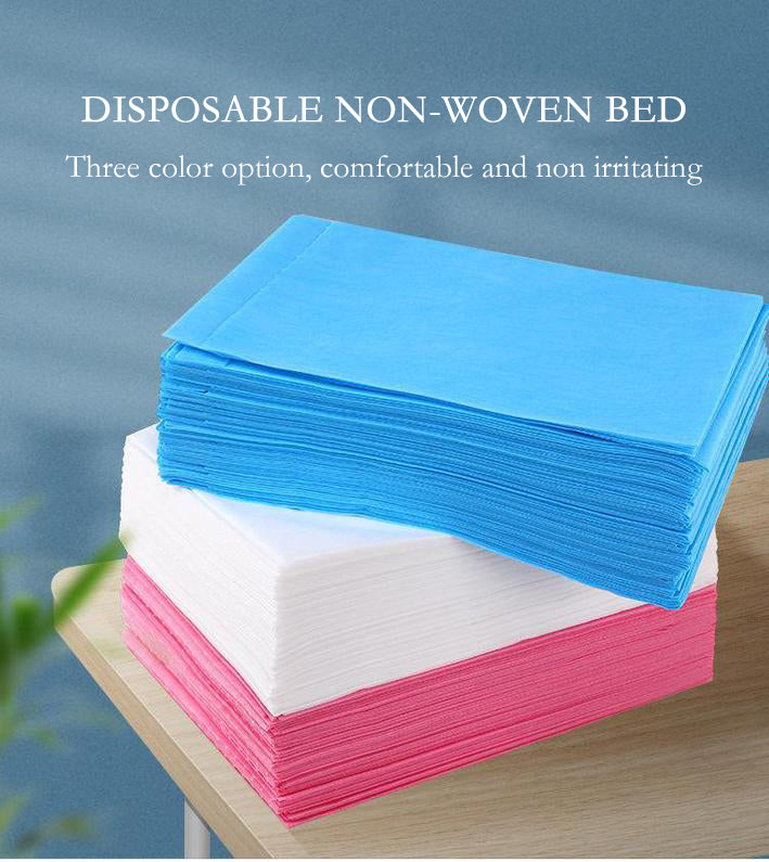 BeautéSync® Disposable Non-Woven Single-Fold Massage Bed Sheets, 80x180cm, 10 Sheets per Pack, 30gsm