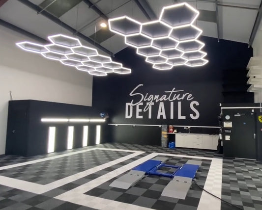 hexogan ceiling light for studio