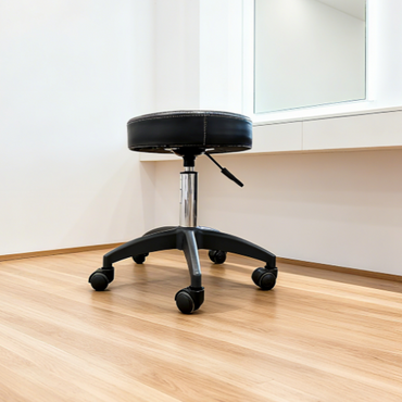 BeautéSync® Rolling Salon Stool with Adjustable Height, PU Leather Ergonomic Tattoo Massage Chair for Beauty Clinic SPA, Black