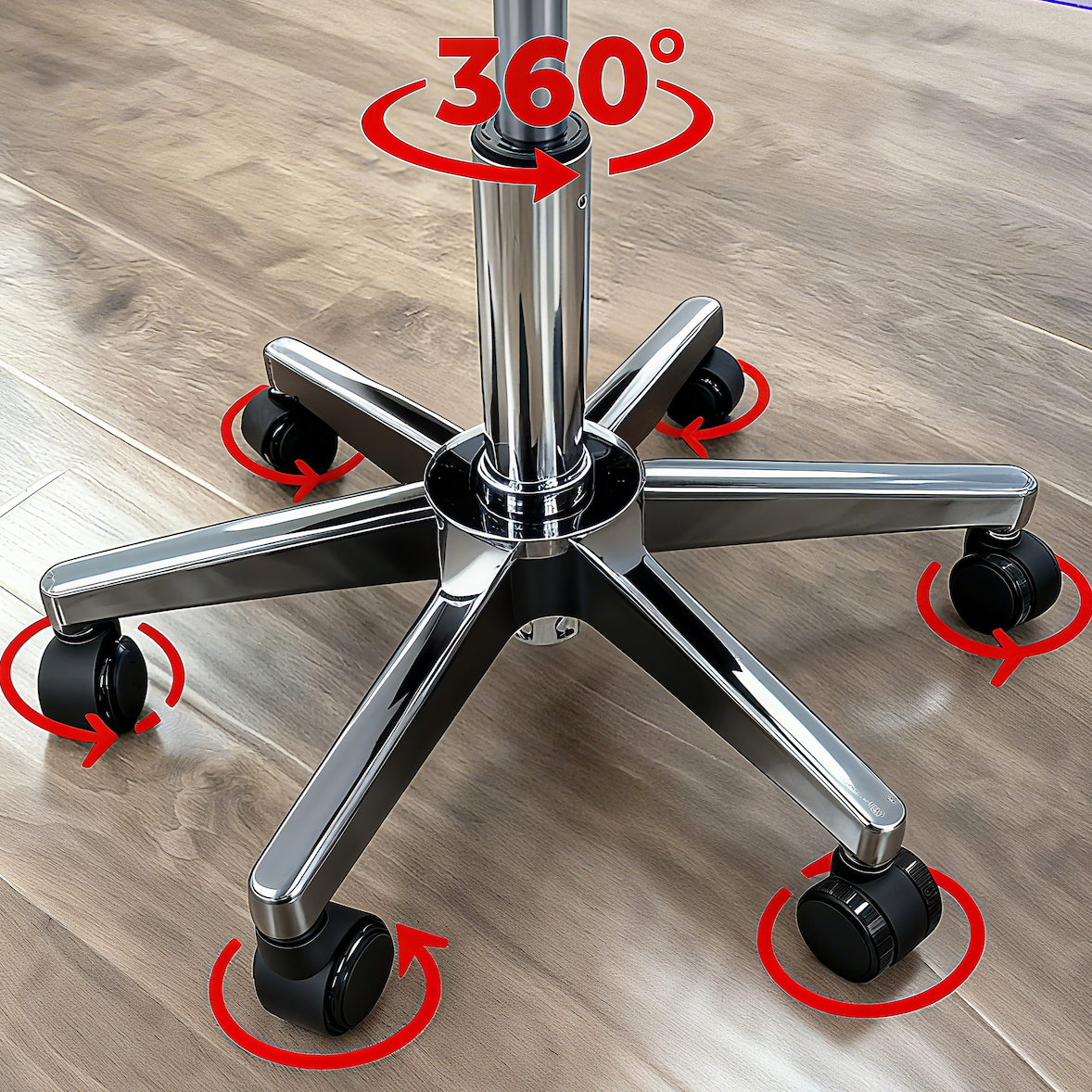 BeautéSync® Ergonomic PU Leather Rolling Stool with Backrest, Adjustable Height, Black