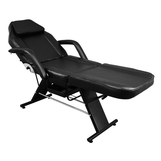 BeautéSync CoreLift Classic – Facial Bed with Adjustable Sections and Drawers in Black and White Spa Studio Setup