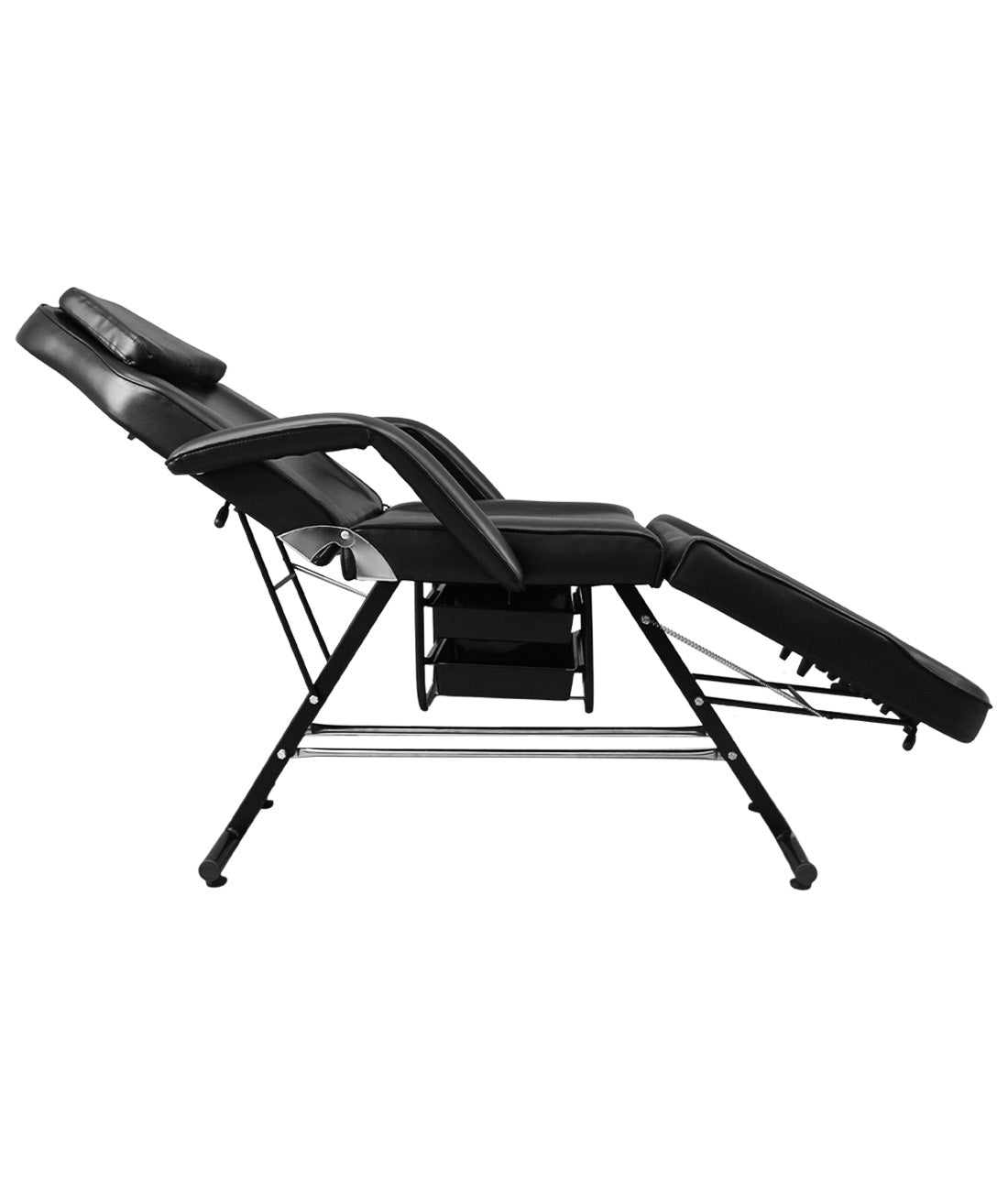 BeautéSync NovaSync bed partially elevated with footrest angled, placed on hardwood floor