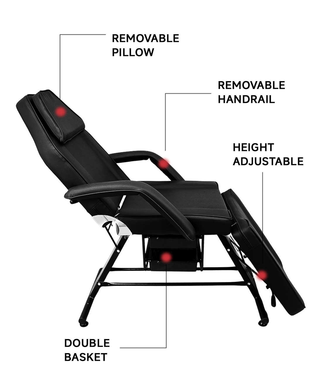 BeautéSync Multi-Function Folding Massage & Facial Bed – Adjustable Tattoo, Eyelash, and Beauty Spa Chair