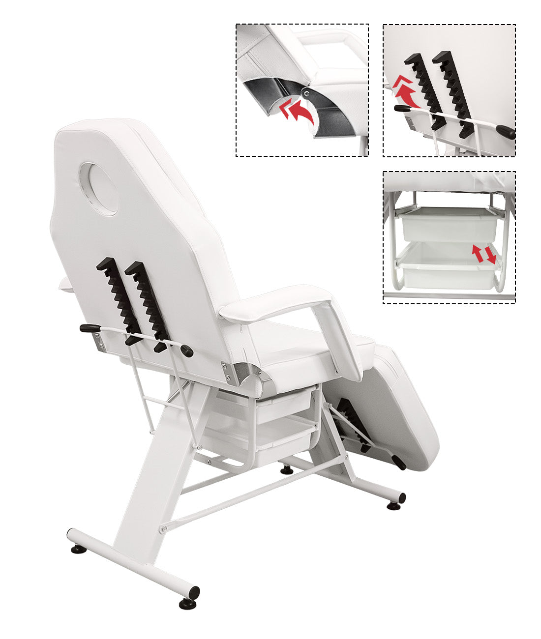 BeautéSync Multi-Function Folding Massage & Facial Bed – Adjustable Tattoo, Eyelash, and Beauty Spa Chair