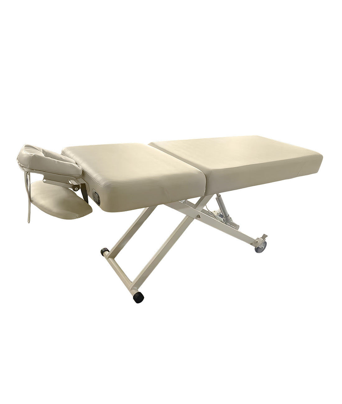 BeautéSync® Premium Professional One-Motor Two-Section Electric Beauty & Massage & Facial & Spa Treatment Bed (Black/Beige)