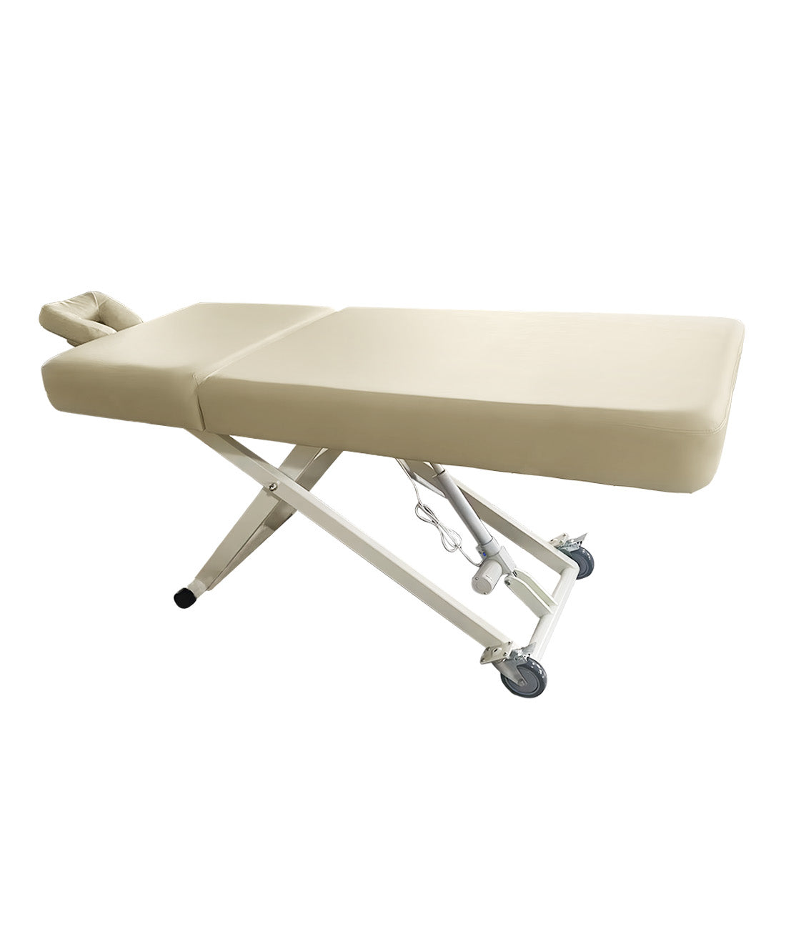 BeautéSync® Premium Professional One-Motor Two-Section Electric Beauty & Massage & Facial & Spa Treatment Bed (Black/Beige)