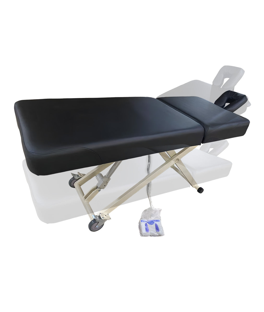 BeautéSync® Premium Professional One-Motor Two-Section Electric Beauty & Massage & Facial & Spa Treatment Bed (Black/Beige)
