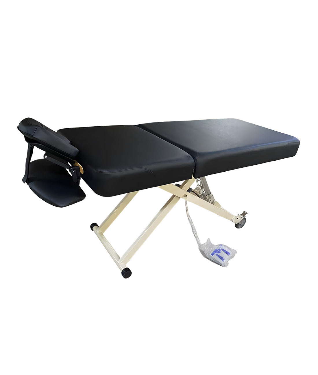 massage bed w foot control - side look