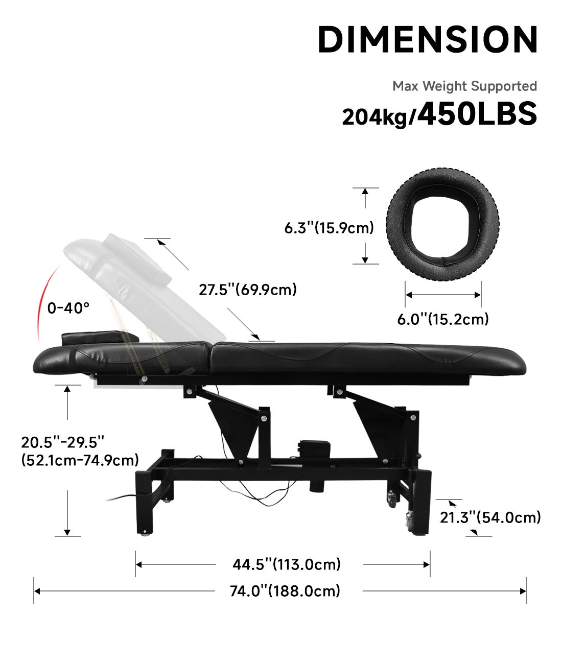 BeautéSync® One-Motor Electric Beauty Bed – Chrome Frame, Adjustable Backrest, PVC Leather, 500 lbs Capacity