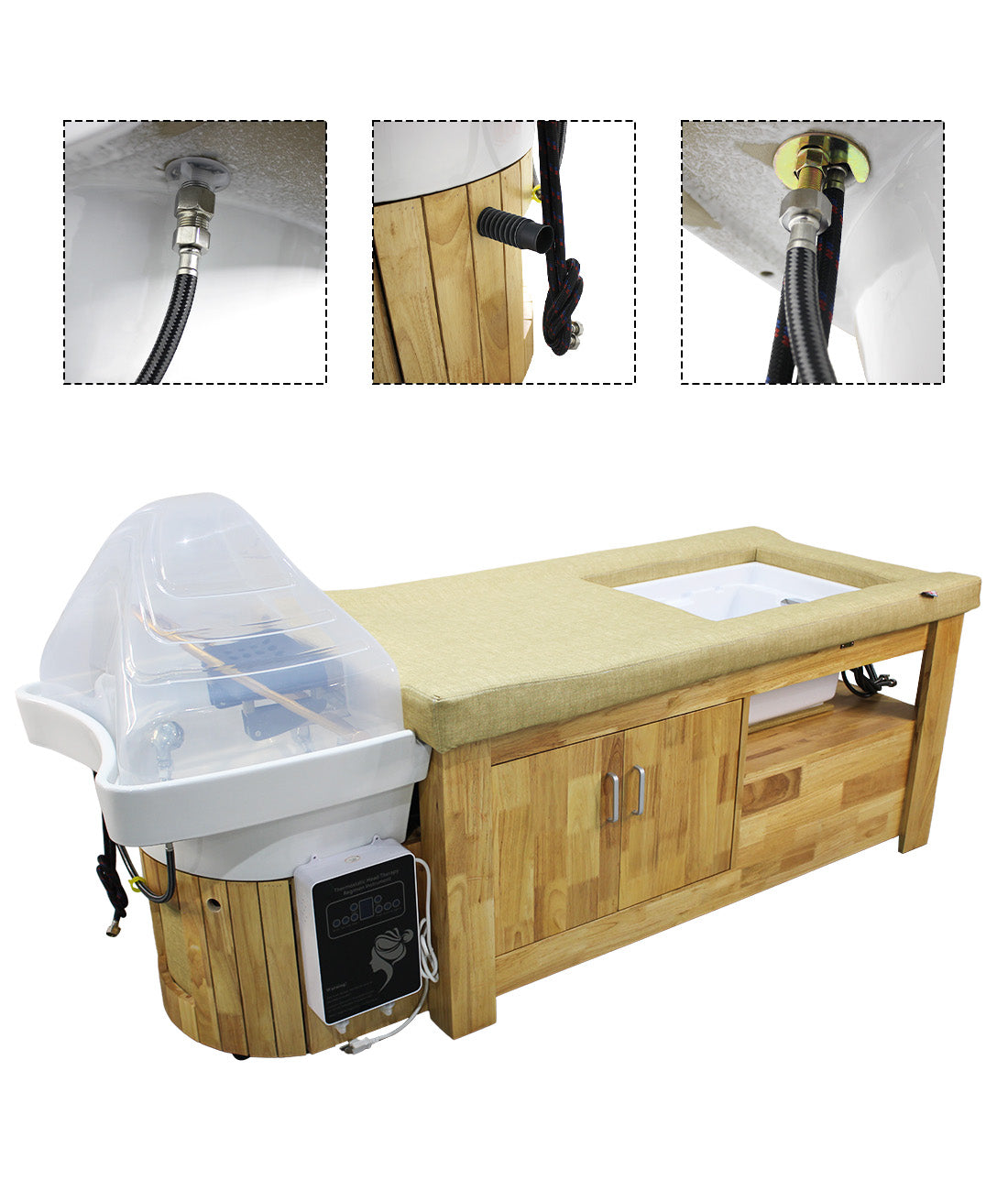 Wood Head Spa Bed with Foot SPA Basin