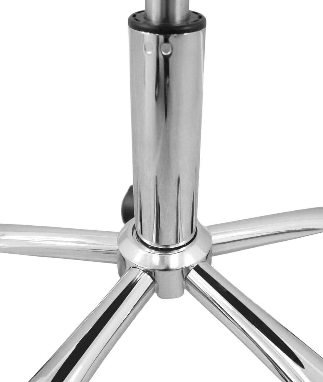 BeautéSync® Hydraulic Rolling Stool, Adjustable Height, 360° Swivel for Spa, Facial, Massage, Tattoo (Black Leather + Silver Steel Base)
