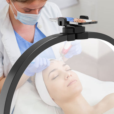 half moon nail lamp with phone holder skincare demo