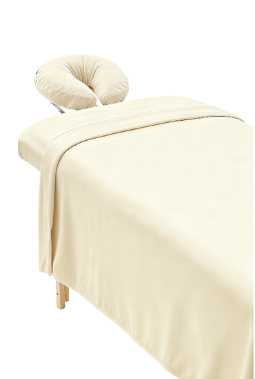 BeautéSync® Microfiber Massage Sheet Set – White / Beige / Gray