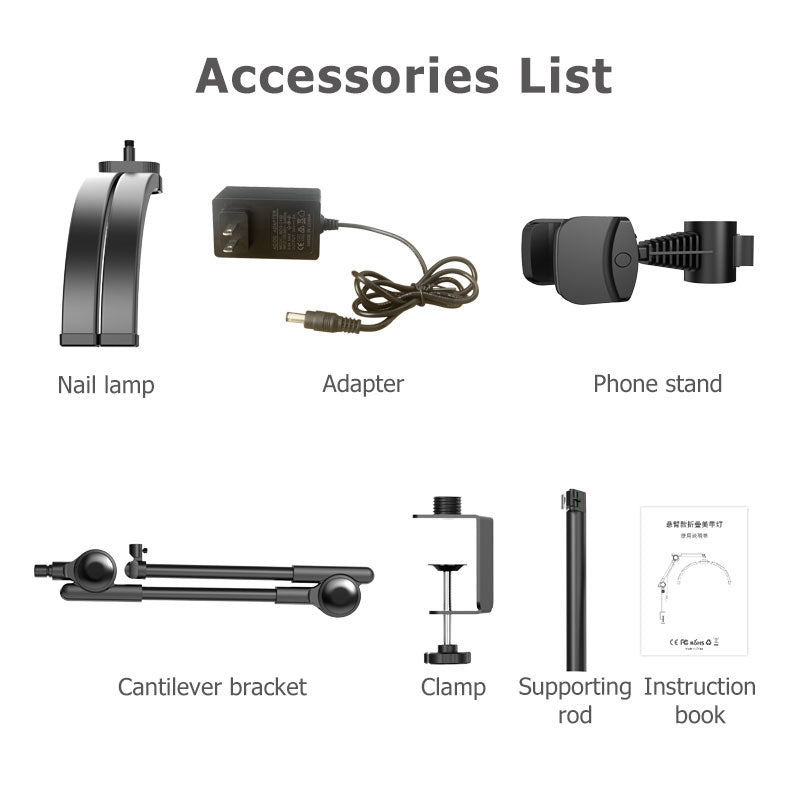 Clamp-On Swing Arm Beauty Light for Nail & Spa Use