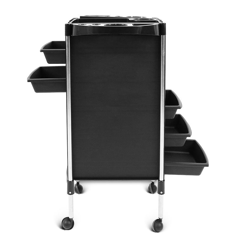 hairdressing trolley side shelves pulled out