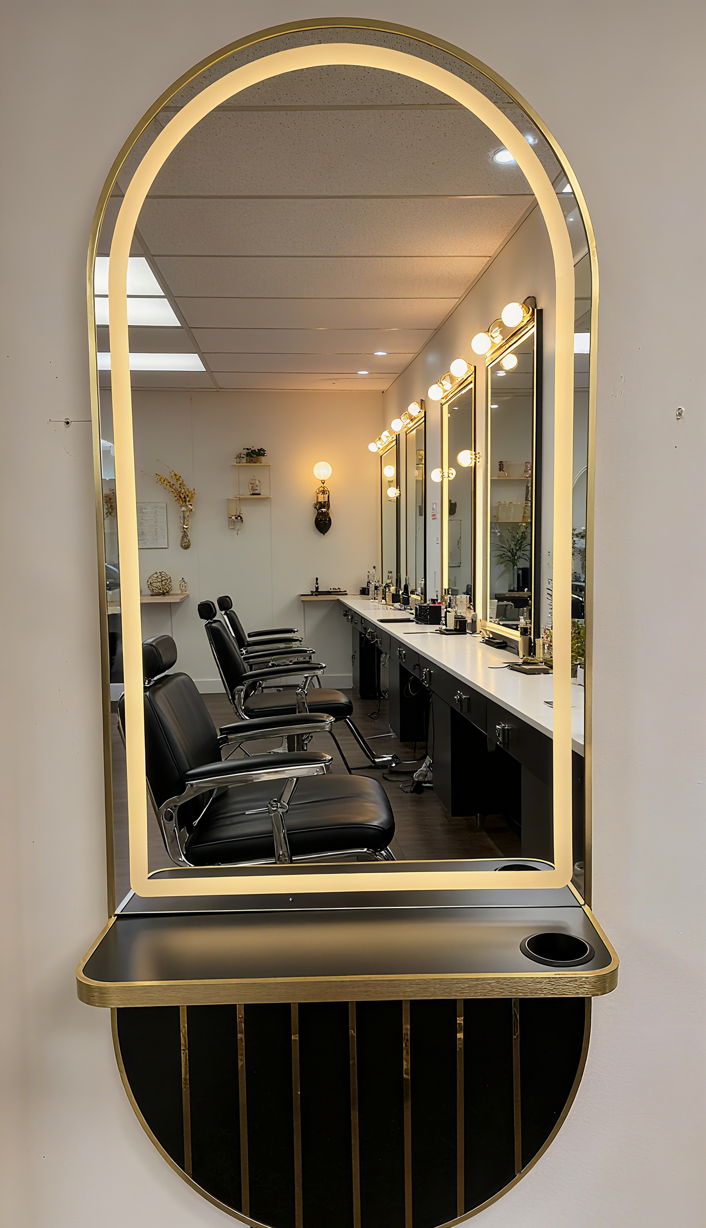 BeautéSync® 170×70cm Gold Vertical LED Mirror
