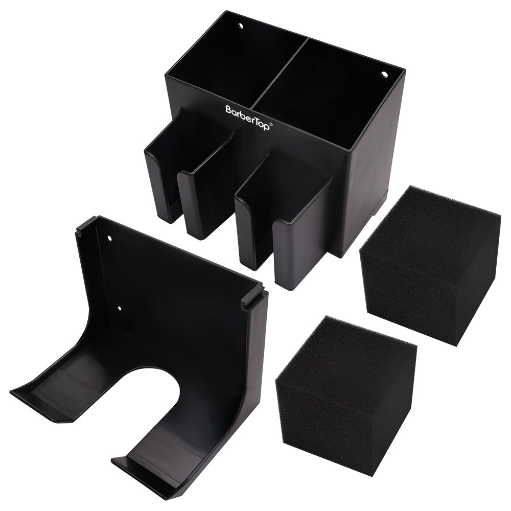 BarberTop wall mount hair dryer holder and organizer unassembled parts