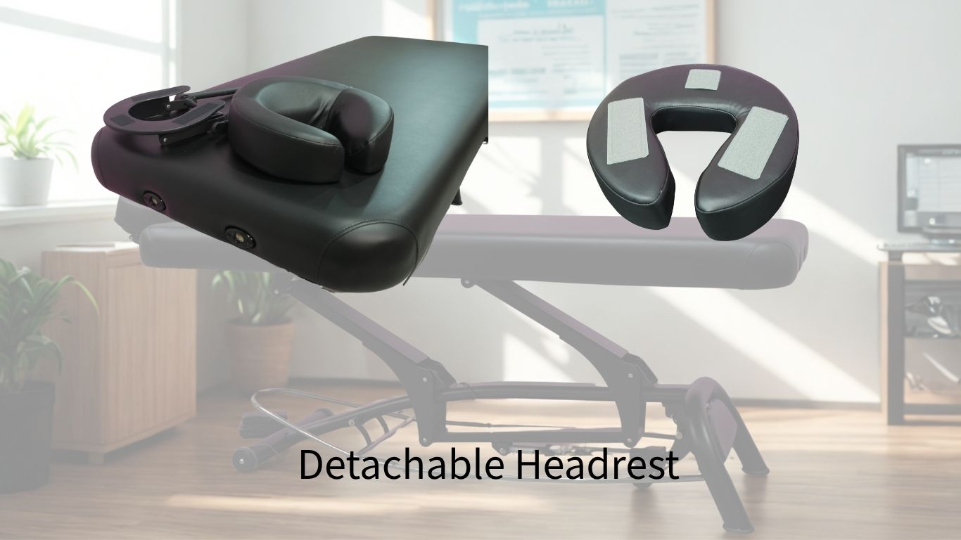 Goodwill Electric Massage Table detachable headrest detail showing ergonomic design for client comfort