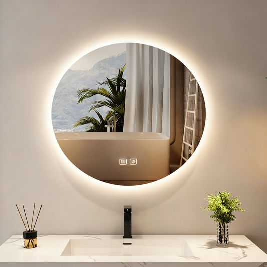 BeautéSync® 120×120cm Round LED Mirror – Backlit Wall-Mounted Vanity Mirror, 47.2" Large Circle Design