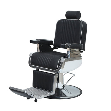 black and white barber chair slight left