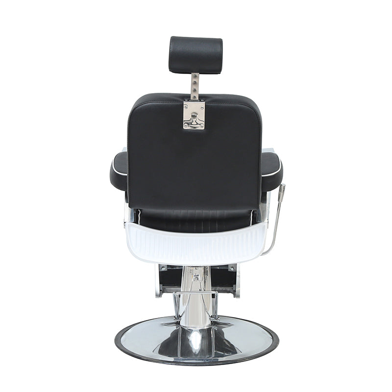black and white barber chair back