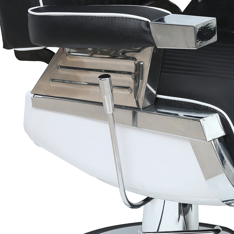 black and white barber chair lever