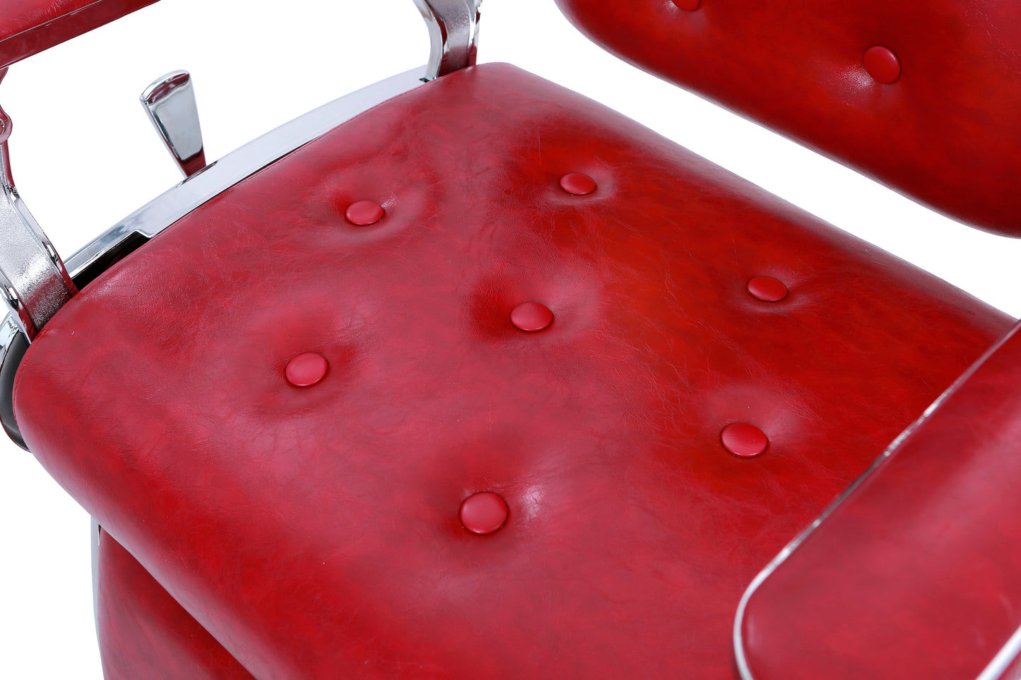red and silver barber chair seat cushion