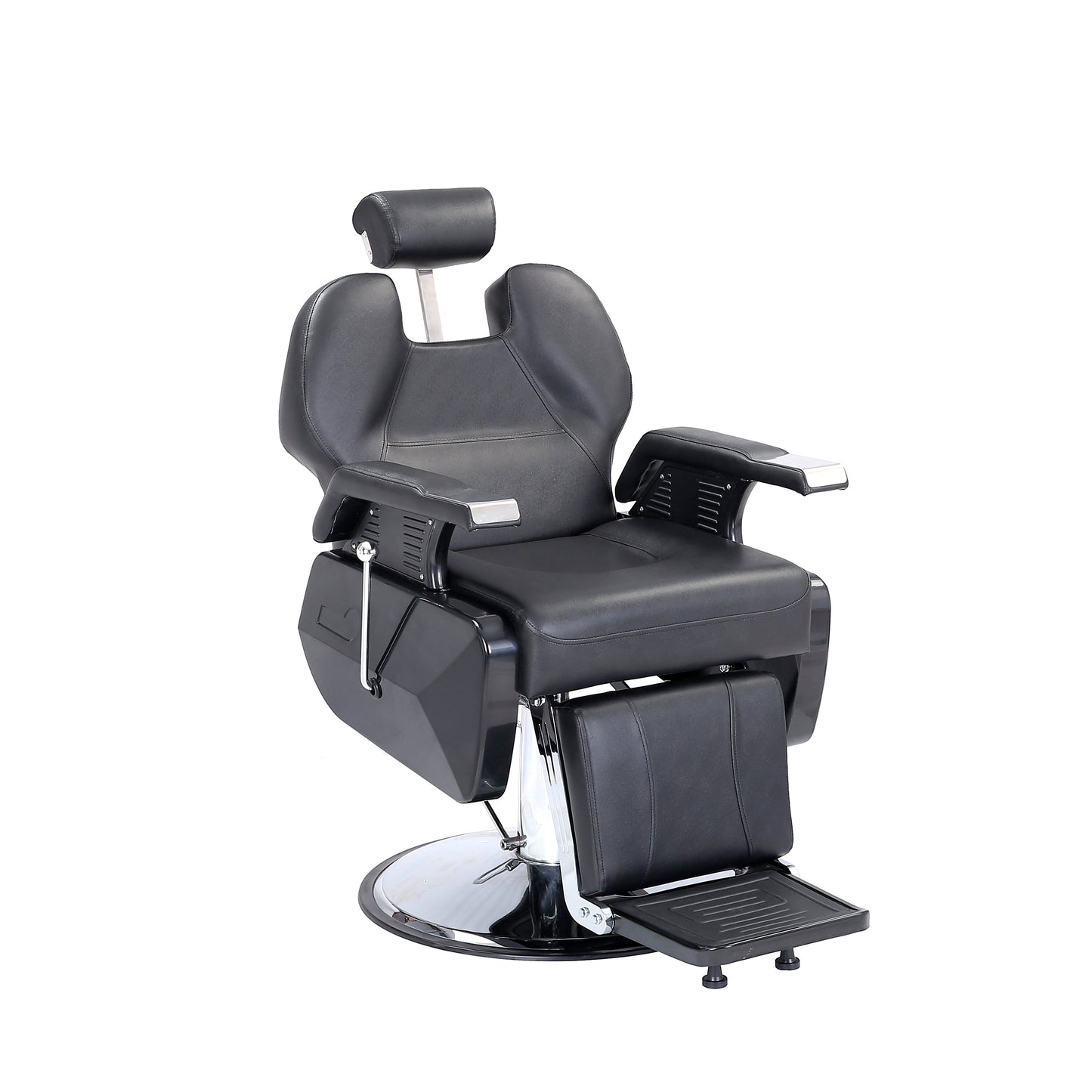 black premium barber chair overall headrest extended