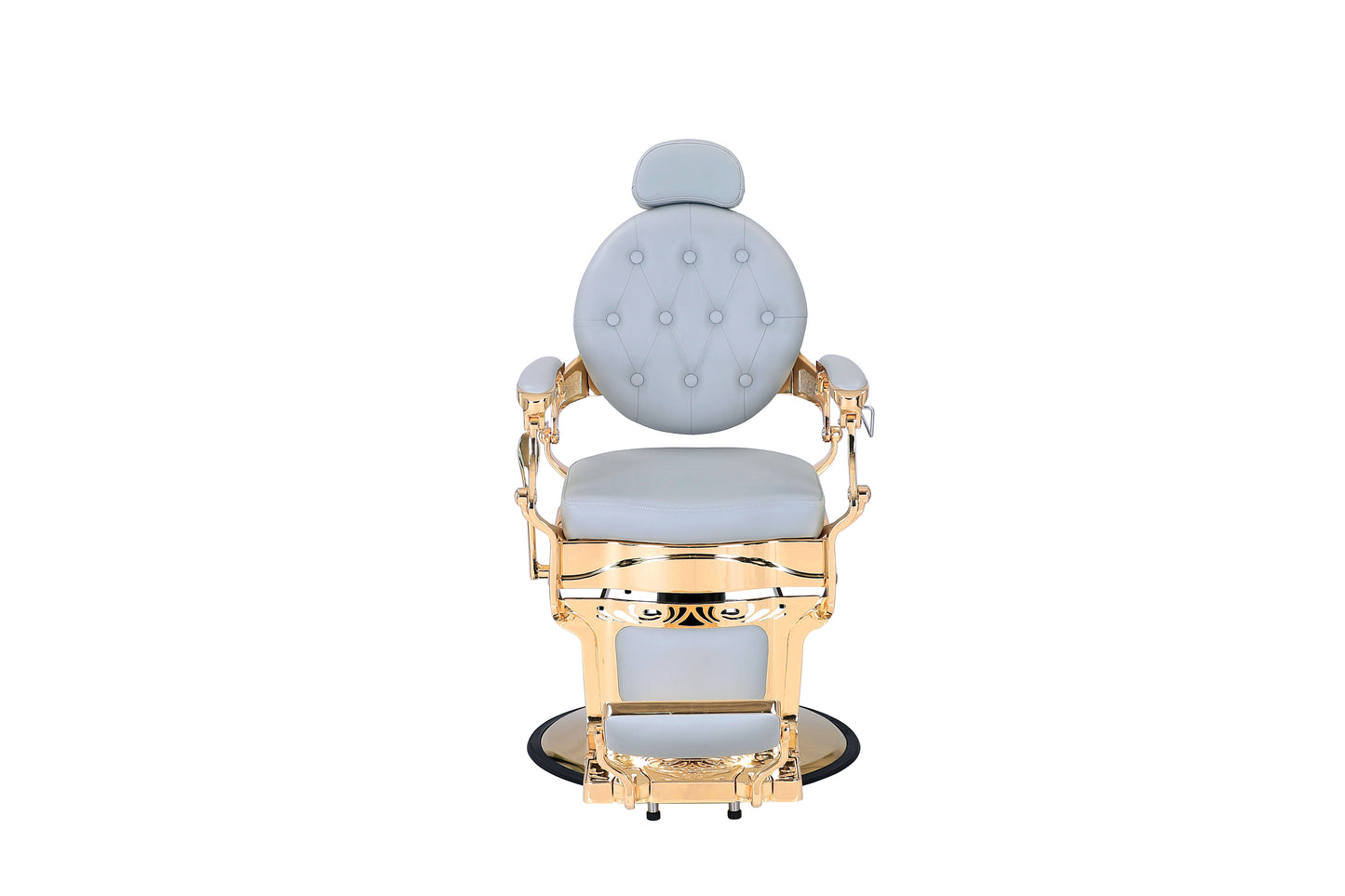grey and gold barber chair front