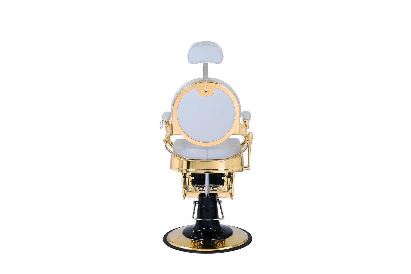 grey and gold barber chair back