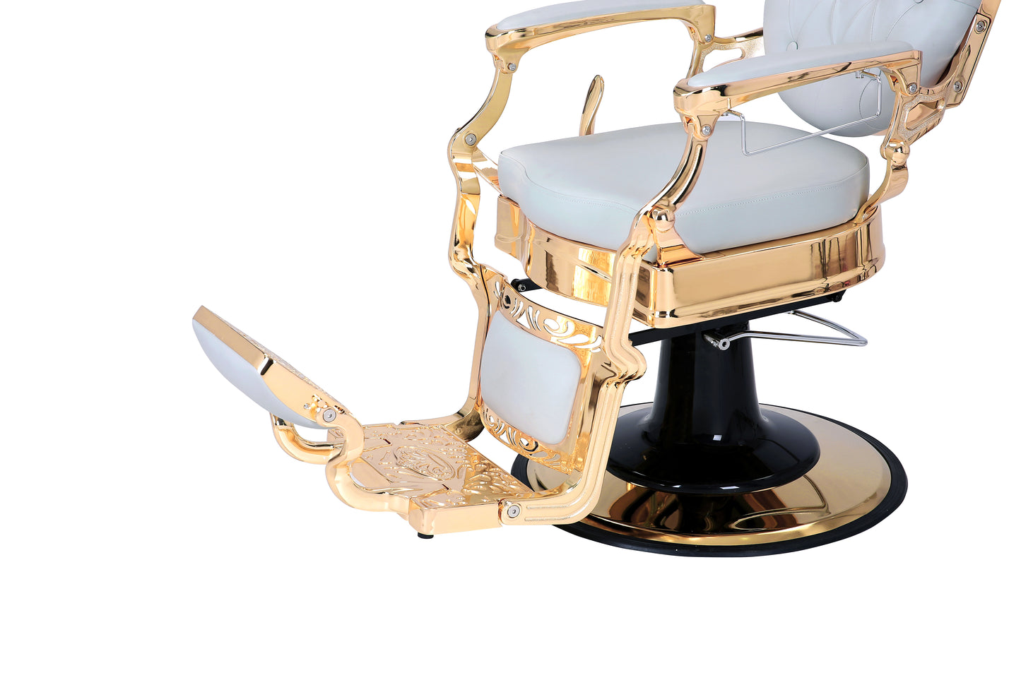 grey and gold barber chair footrest