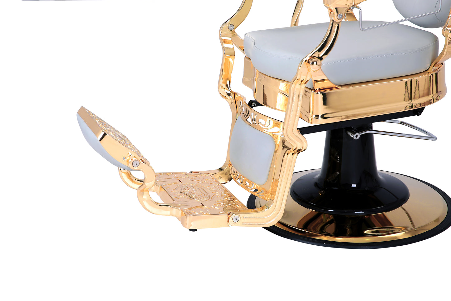 grey and gold barber chair footrest