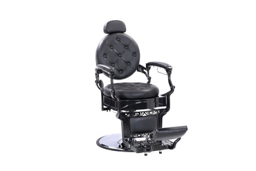 black barber chair slight front