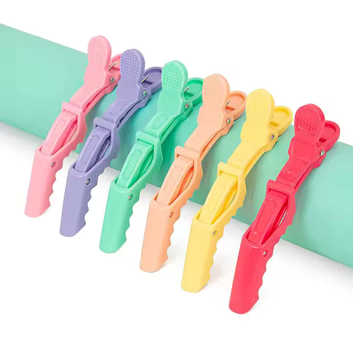 BeautéSync 6pcs Colorful Crocodile Hair Clips – Salon-Grade Hairdressing & Makeup Styling Tools for Braiding, Sectioning & Blow Drying