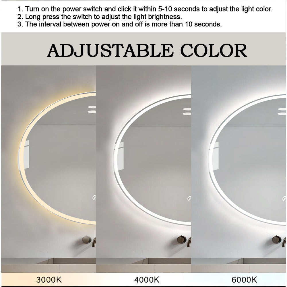 BeautéSync® 120×120cm Round LED Mirror – Backlit Wall-Mounted Vanity Mirror, 47.2" Large Circle Design