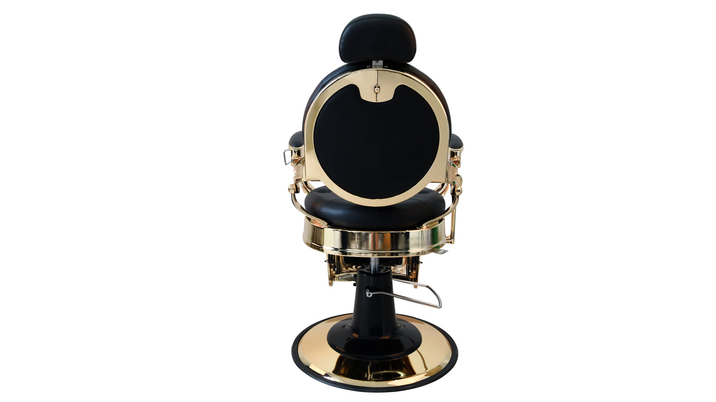 gold barber chair black