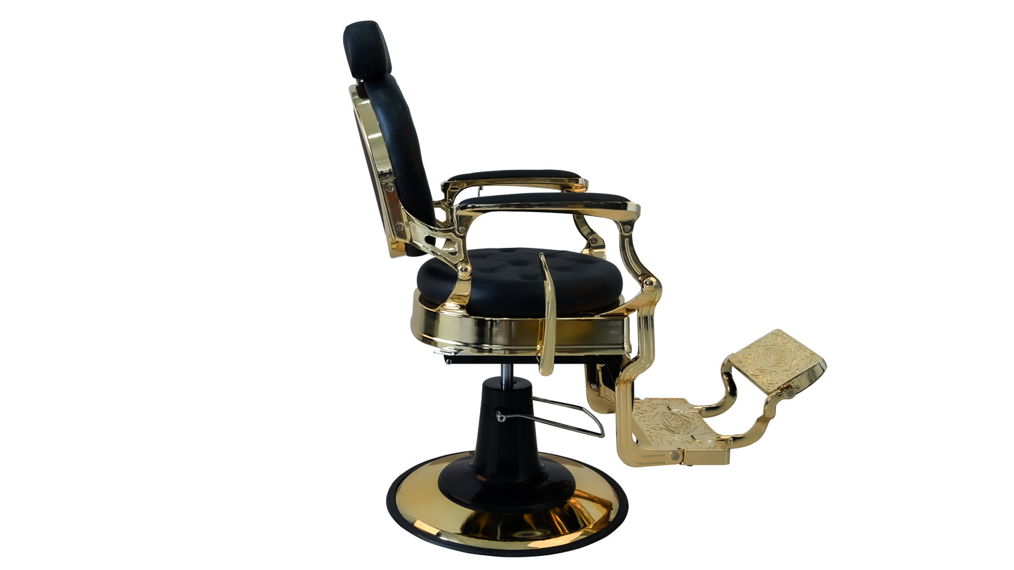 gold barber chair side
