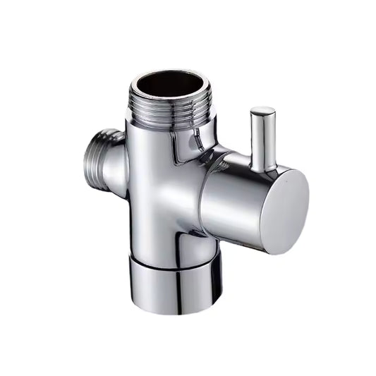 Shower diverter valve with three outlets for shower head, sprayer, or hose.