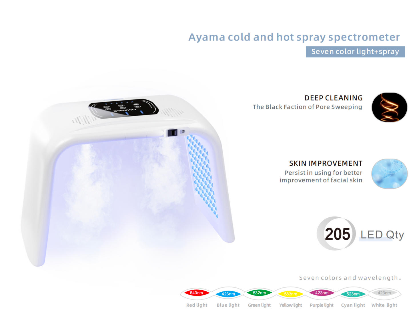BeautéSync® LED Light Therapy Machine with Nano Steam Spray: 7-Mode Light Therapy